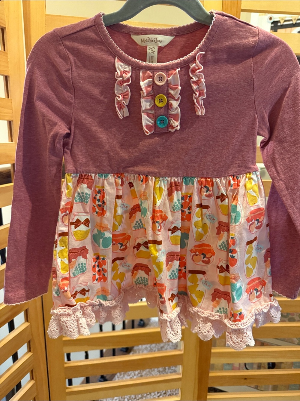 Matilda Jane Mauve Long-Sleeve Top with Multicolor Printed Skirt